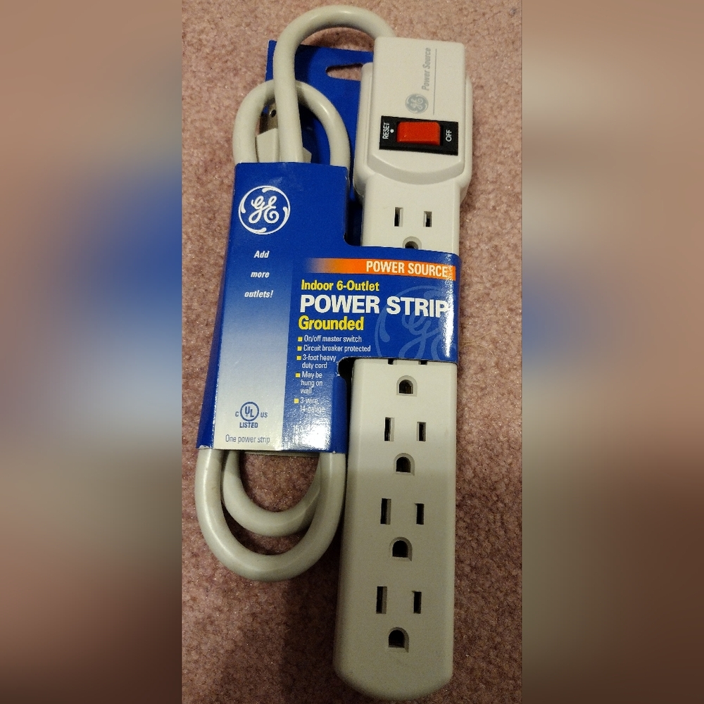 GE White Power Strip with 6 Outlets #57244